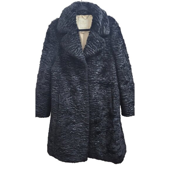 Kate Spade New York Faux Fur Coat Women’s M Elegant Textured Plush Winter Jacket - Picture 2 of 16